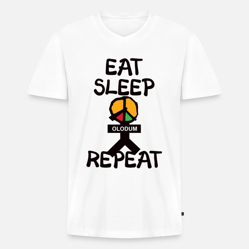 eat sleep olodum repeat - Männer Premium Bio T-Shirt mit V-Ausschnitt - Weiß