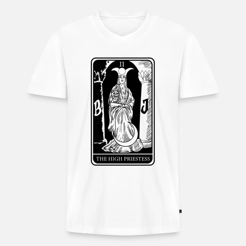 Hohe Priesterin Tarot Karten Hellseher Wahrsager - Männer Premium Bio T-Shirt mit V-Ausschnitt - Weiß