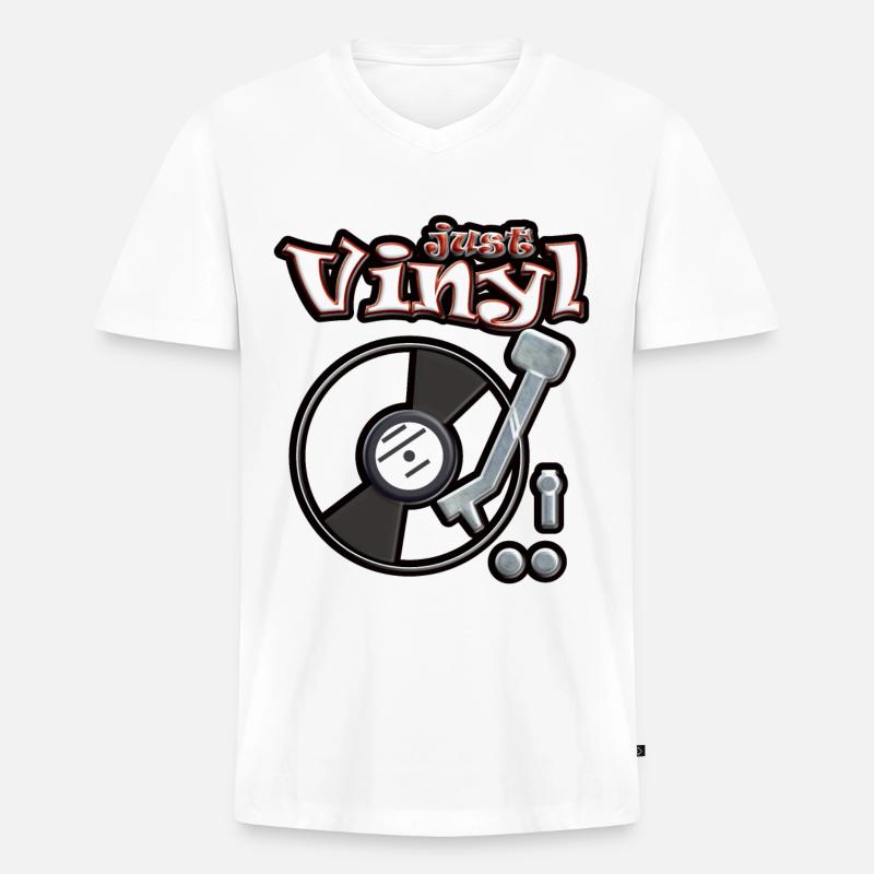 Just Vinyl Turntable metallic - Männer Premium Bio T-Shirt mit V-Ausschnitt - Weiß