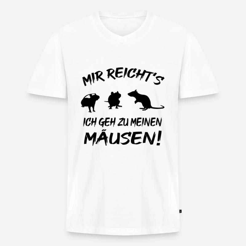 Meine Mäusen - Männer Premium Bio T-Shirt mit V-Ausschnitt - Weiß