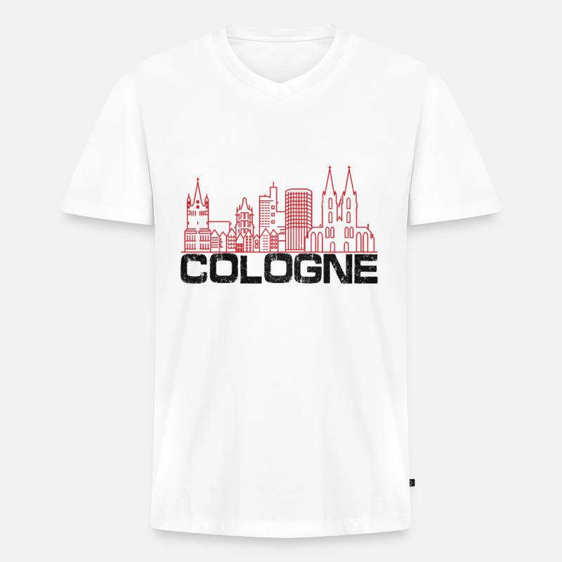 Cologne - Männer Premium Bio T-Shirt mit V-Ausschnitt - Weiß