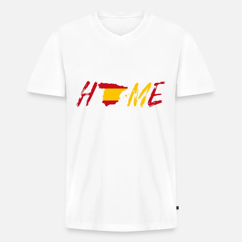 Spanien Home - Männer Premium Bio T-Shirt mit V-Ausschnitt - Weiß