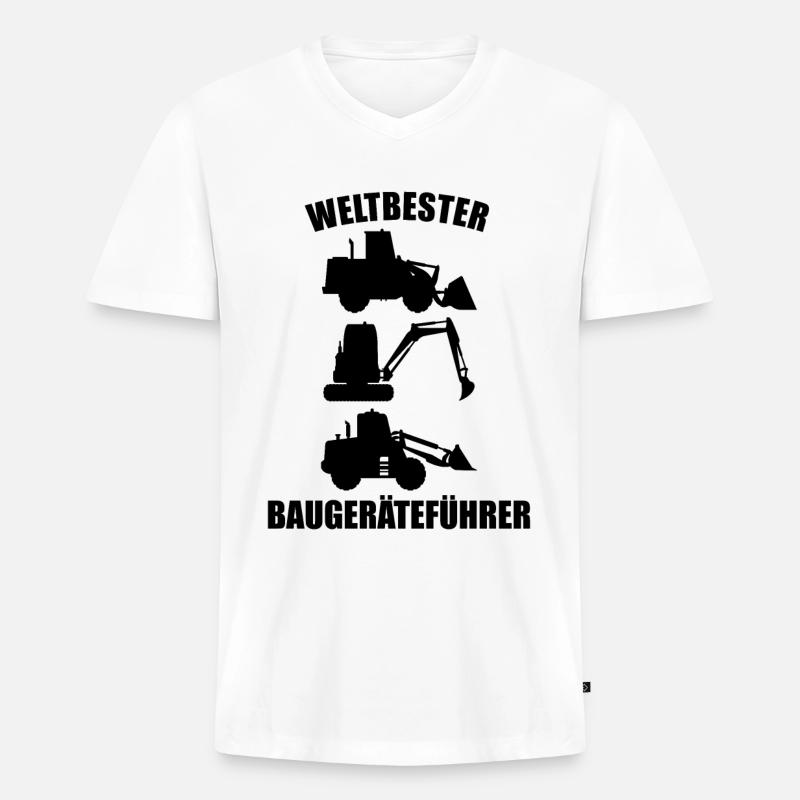 Baugeräteführer Baggerfahrer Bauarbeiter Geschenk - Männer Premium Bio T-Shirt mit V-Ausschnitt - Weiß