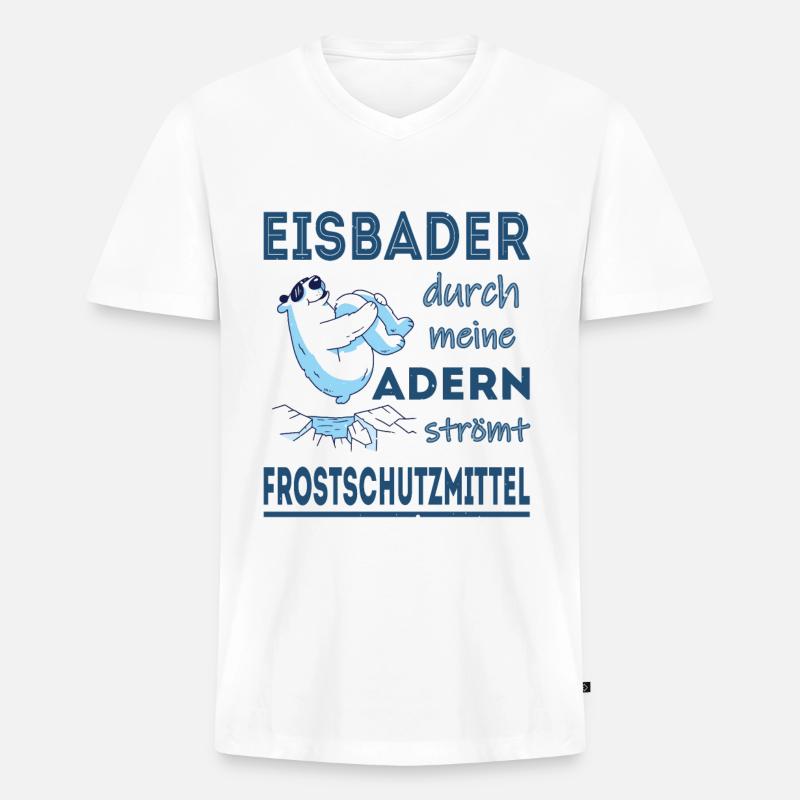 Eisbaden Eisbaden Winterbaden Eisschwimmen - Männer Premium Bio T-Shirt mit V-Ausschnitt - Weiß