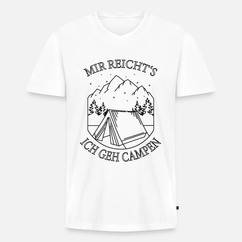 Campen Design - Männer Premium Bio T-Shirt mit V-Ausschnitt - Weiß