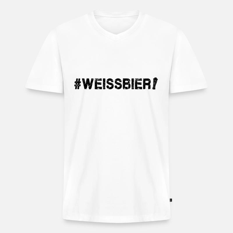 Weißbier - Männer Premium Bio T-Shirt mit V-Ausschnitt - Weiß