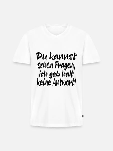 Kannst fragen - Männer Premium Bio T-Shirt mit V-Ausschnitt - Weiß
