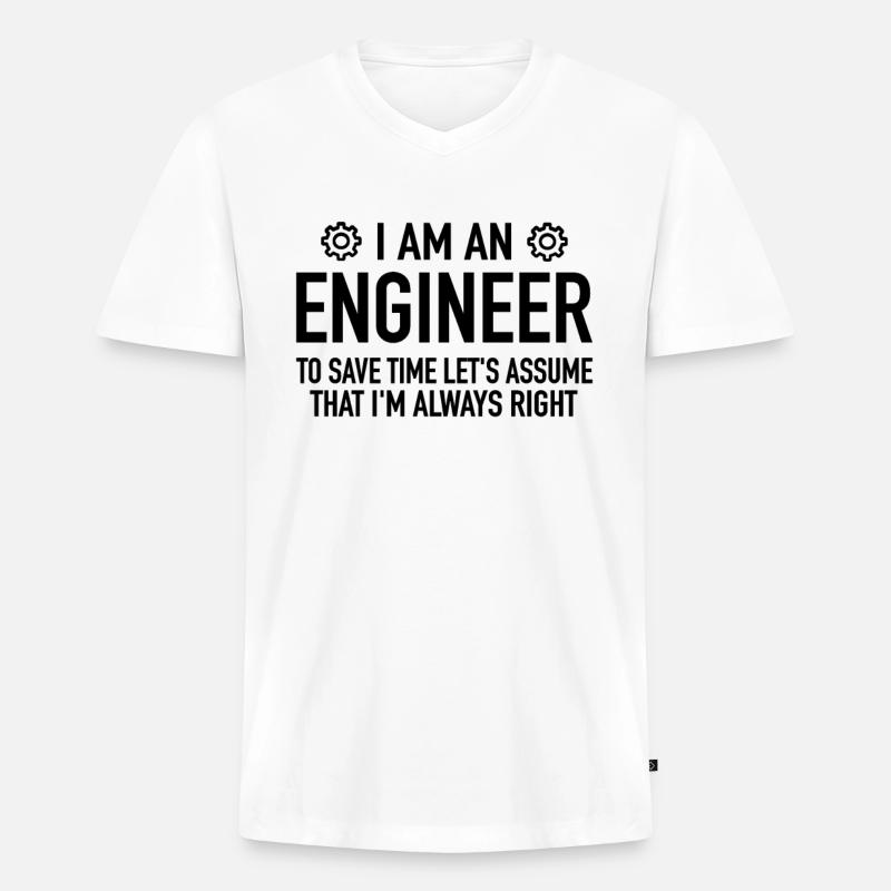 Engineer Spruch - Engineering Engineer Technician - Men's Premium Organic T-shirt with V-neck - white