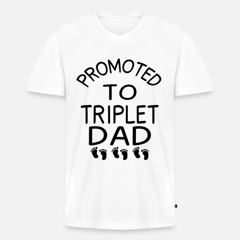 Triplets dad - Männer Premium Bio T-Shirt mit V-Ausschnitt - Weiß