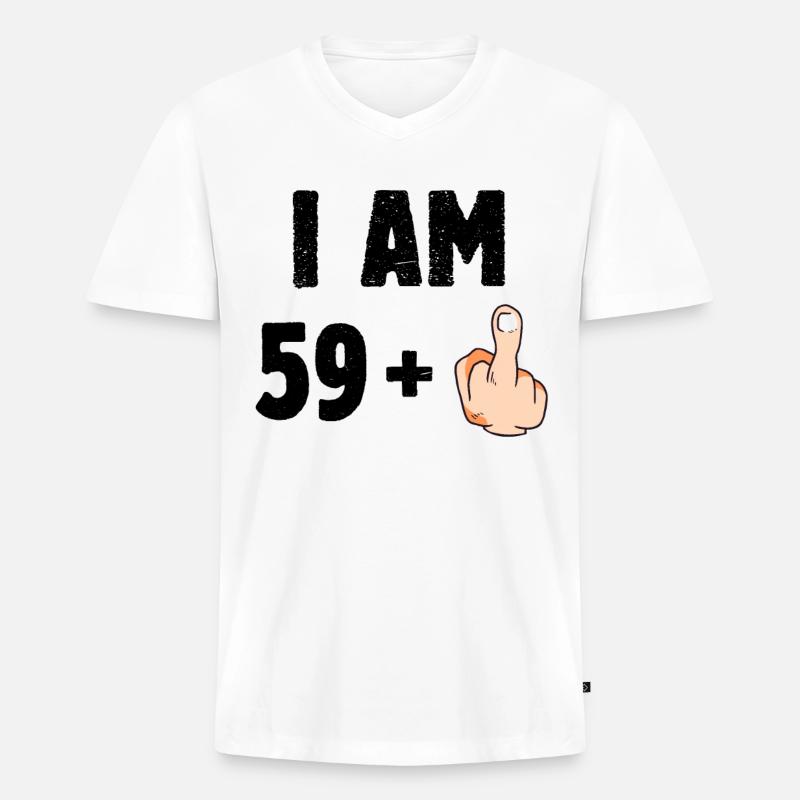 I am 59 plus one - Männer Premium Bio T-Shirt mit V-Ausschnitt - Weiß