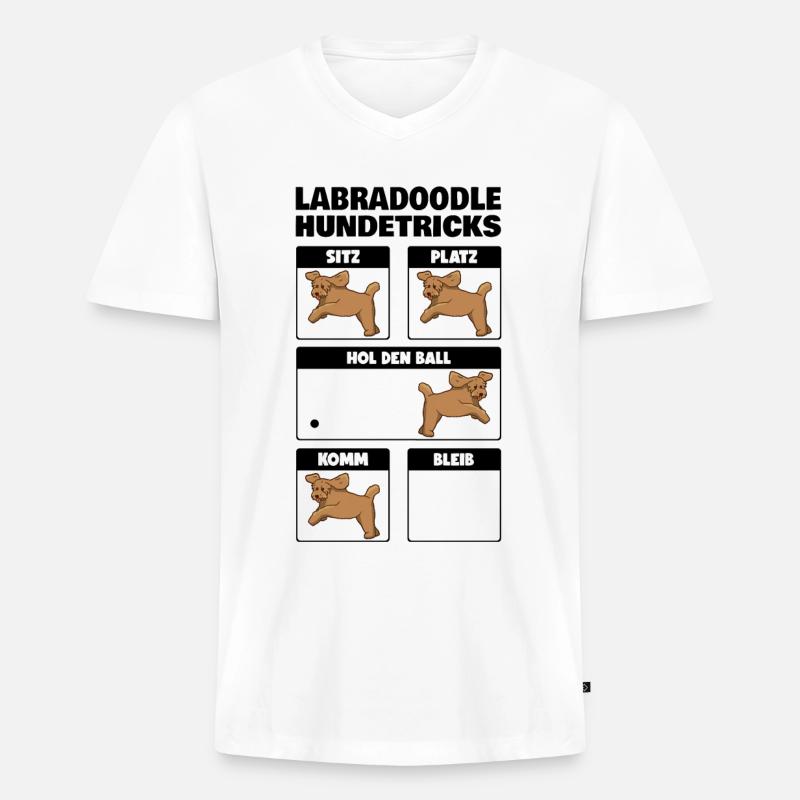 Labradoodle Hundetricks Goldendoodle Geschenk - Männer Premium Bio T-Shirt mit V-Ausschnitt - Weiß