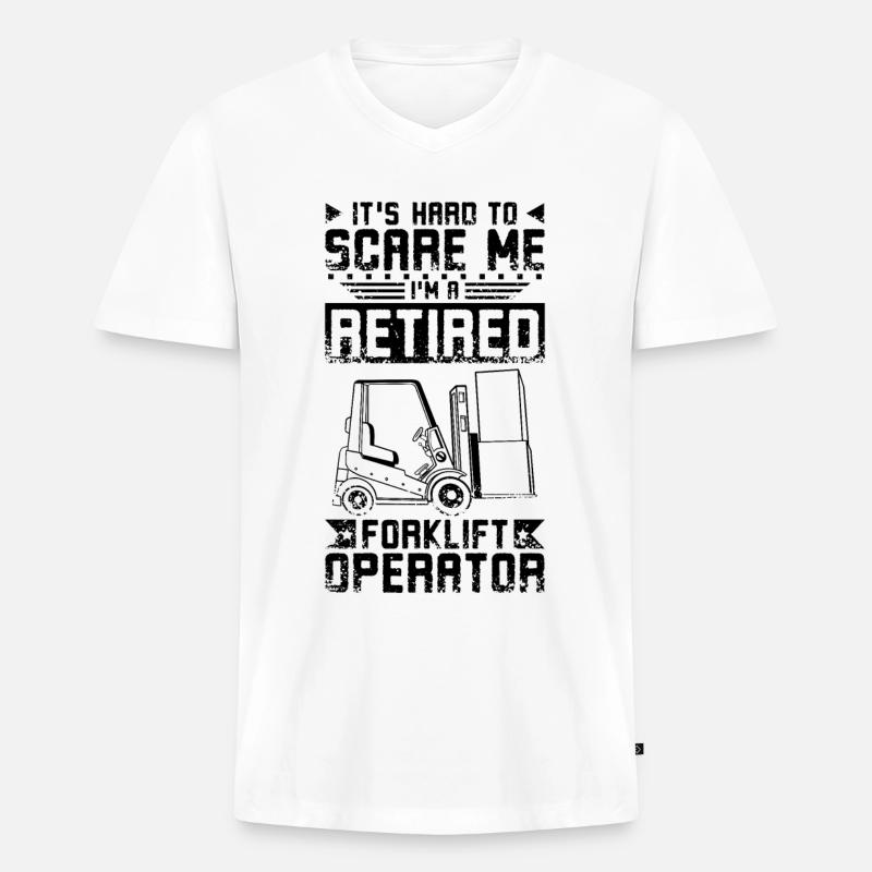 Retired Forklift Driver - Männer Premium Bio T-Shirt mit V-Ausschnitt - Weiß