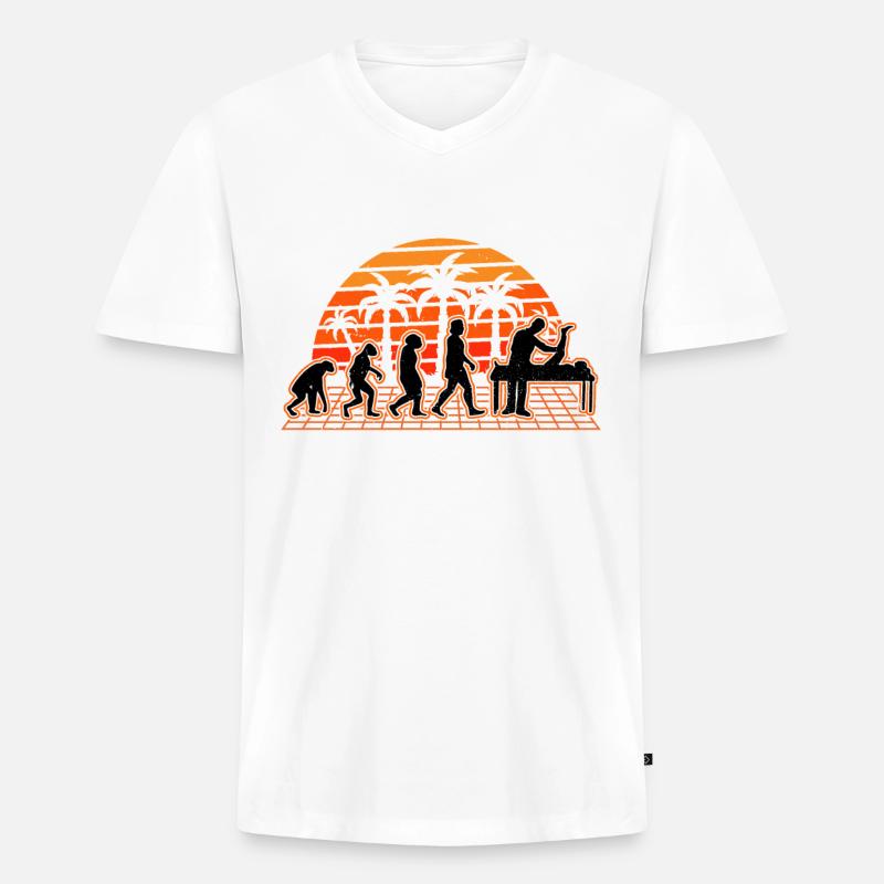 Physiothérapeute Evolution Retro Physiotherapy - T-shirt encolure en V Premium bio Homme - blanc