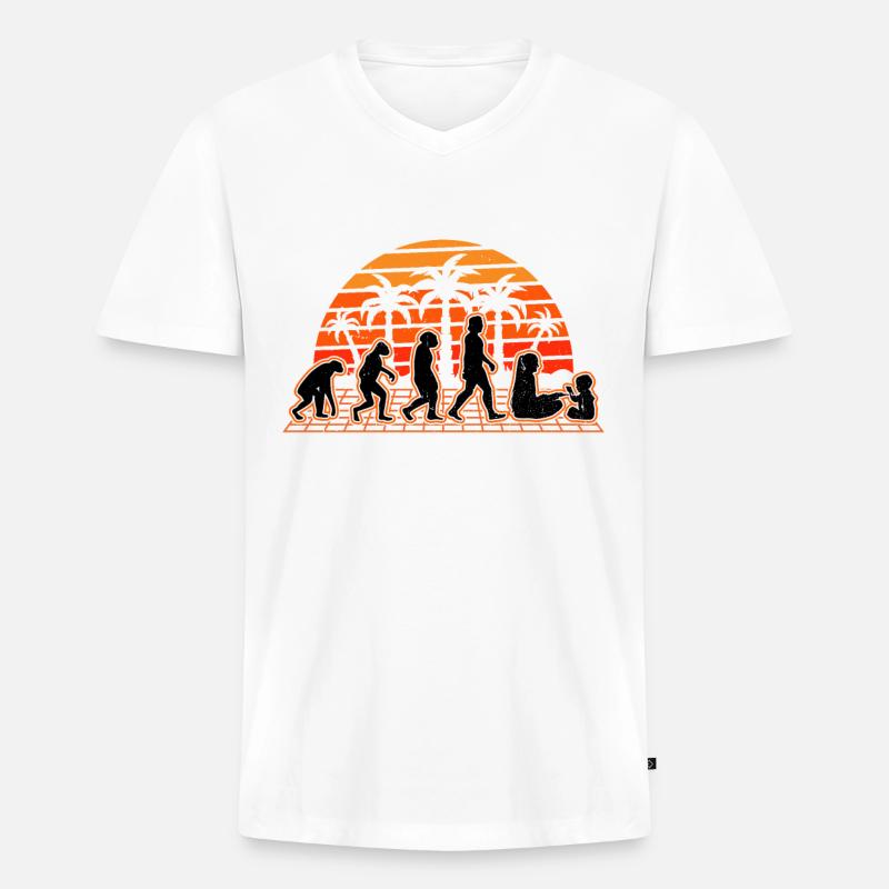 Kindergärtnerin Evolution Sunset Kindergarten - Männer Premium Bio T-Shirt mit V-Ausschnitt - Weiß