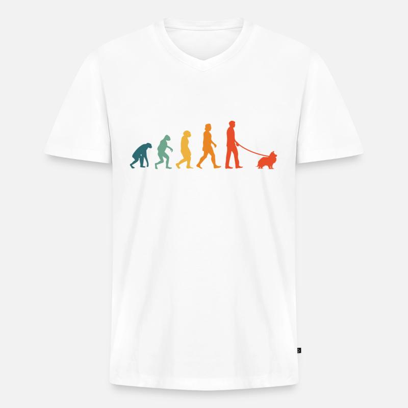 Shetland Sheepdog Evolution Retro Sheltie - Männer Premium Bio T-Shirt mit V-Ausschnitt - Weiß