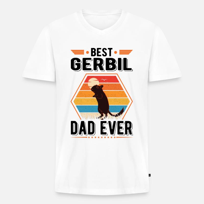 Best Gerbil Dad Ever Rennmaus - Männer Premium Bio T-Shirt mit V-Ausschnitt - Weiß