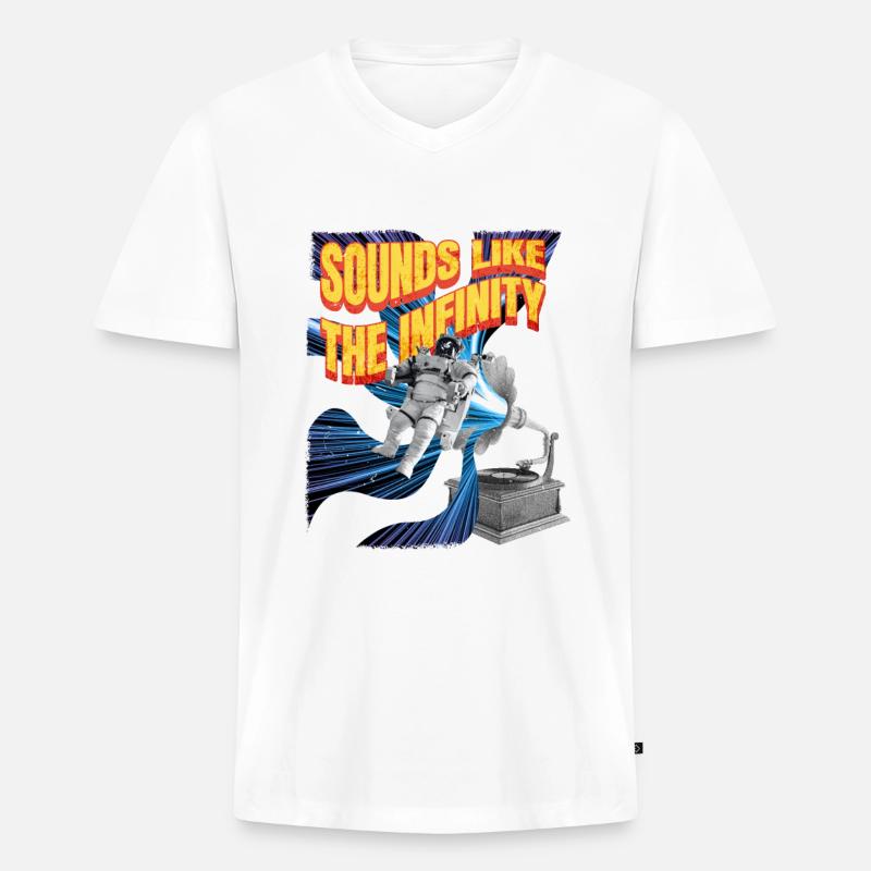 ElementTextsMusicAstronaut Design - Männer Premium Bio T-Shirt mit V-Ausschnitt - Weiß