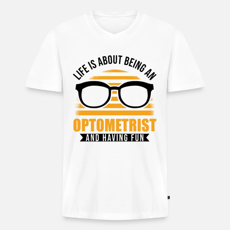 Optiker Optometrist Augenoptiker - Männer Premium Bio T-Shirt mit V-Ausschnitt - Weiß