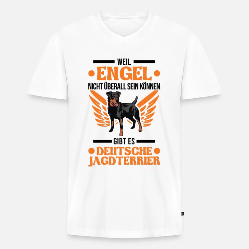 Deutscher Jagdterrier Engel - Männer Premium Bio T-Shirt mit V-Ausschnitt - Weiß