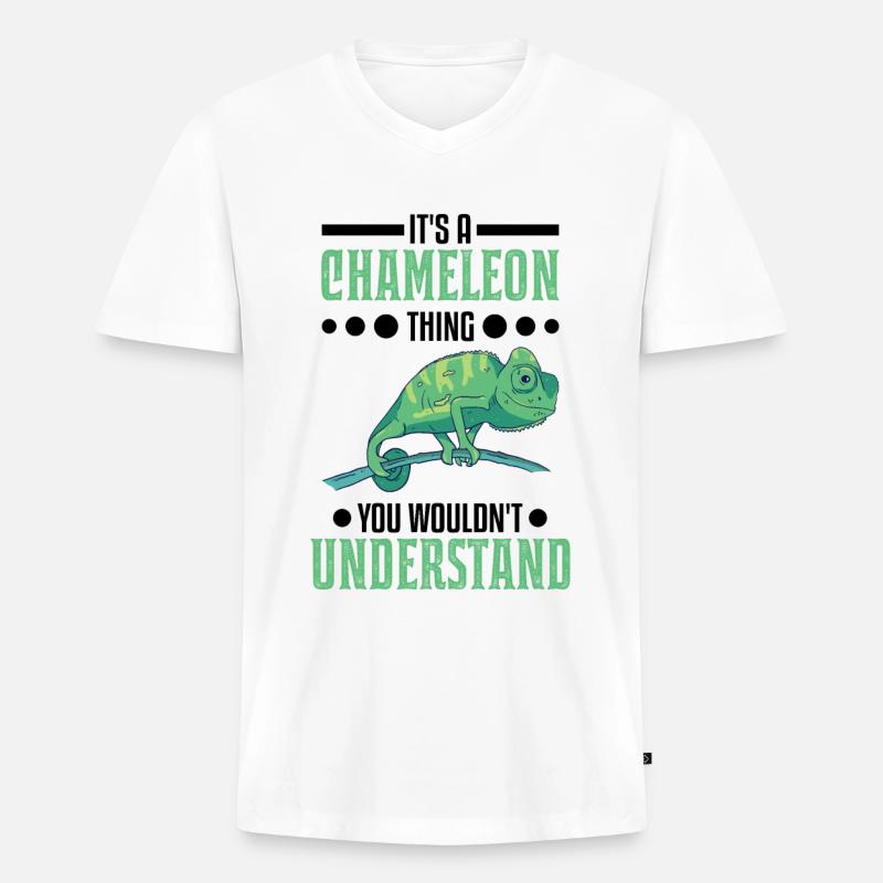 Chamäleon Ding Geschenk Chameleon - Männer Premium Bio T-Shirt mit V-Ausschnitt - Weiß