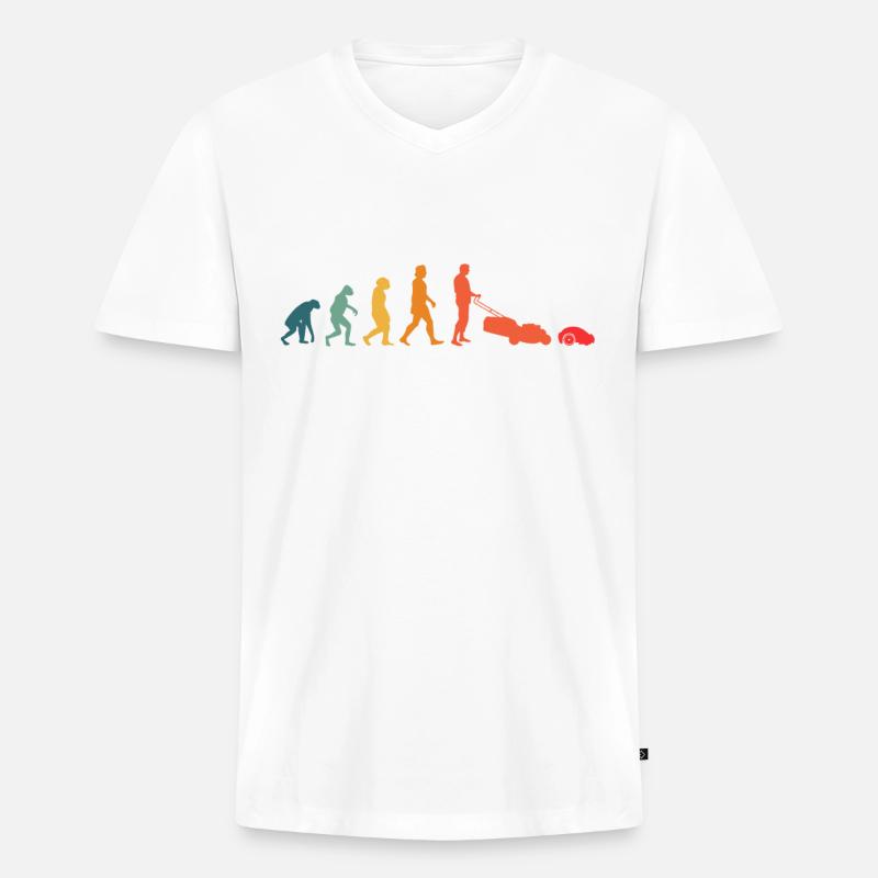 Mähroboter Evolution Retro Rasenroboter - Männer Premium Bio T-Shirt mit V-Ausschnitt - Weiß
