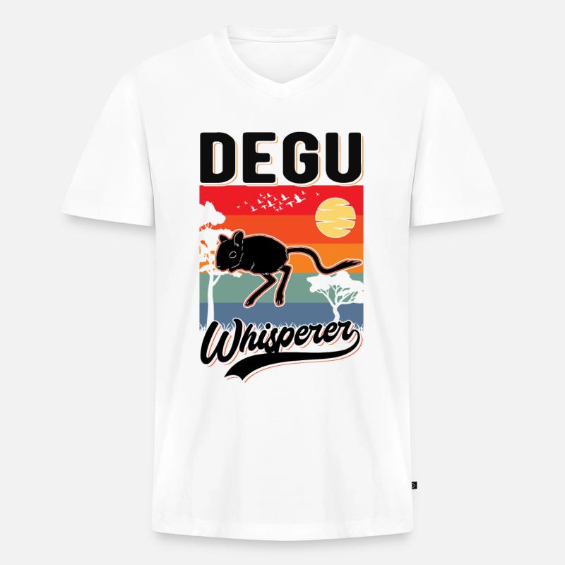 Degu Flüsterer Degu Whisperer - Männer Premium Bio T-Shirt mit V-Ausschnitt - Weiß