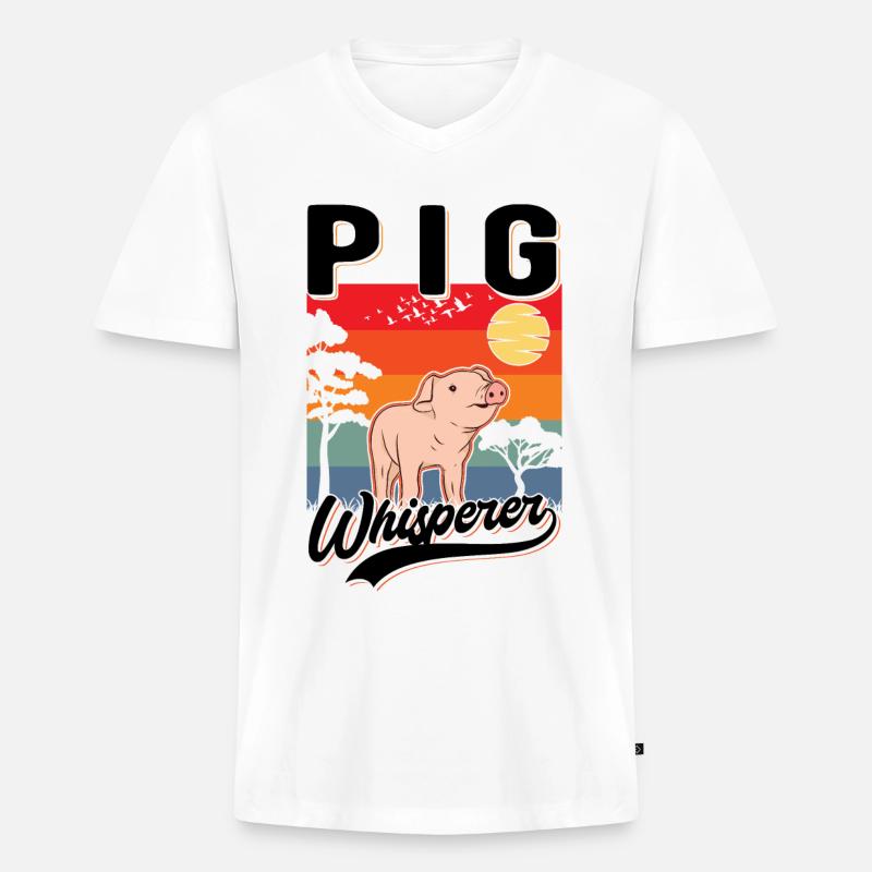 Schweineflüsterer Schweine Pig Whisperer - Männer Premium Bio T-Shirt mit V-Ausschnitt - Weiß