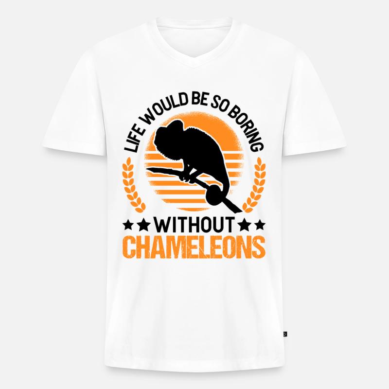 Chamäleon Geschenk Chameleon - Männer Premium Bio T-Shirt mit V-Ausschnitt - Weiß
