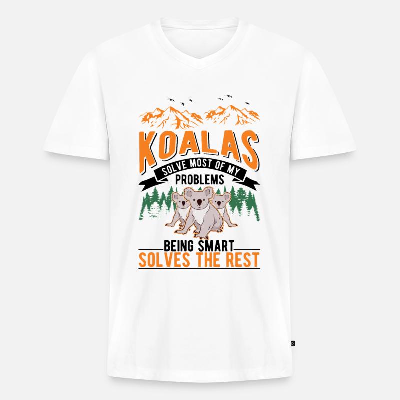 Koala Geschenk Koalabär - Männer Premium Bio T-Shirt mit V-Ausschnitt - Weiß