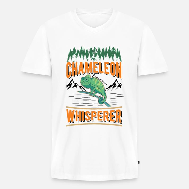 Chamäleon Flüsterer Chameleon Whisperer - Männer Premium Bio T-Shirt mit V-Ausschnitt - Weiß