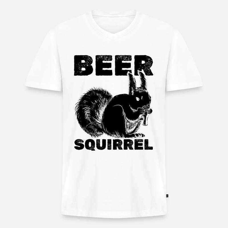 Eichhörnchen Bier-Eichhörnchen - Männer Premium Bio T-Shirt mit V-Ausschnitt - Weiß