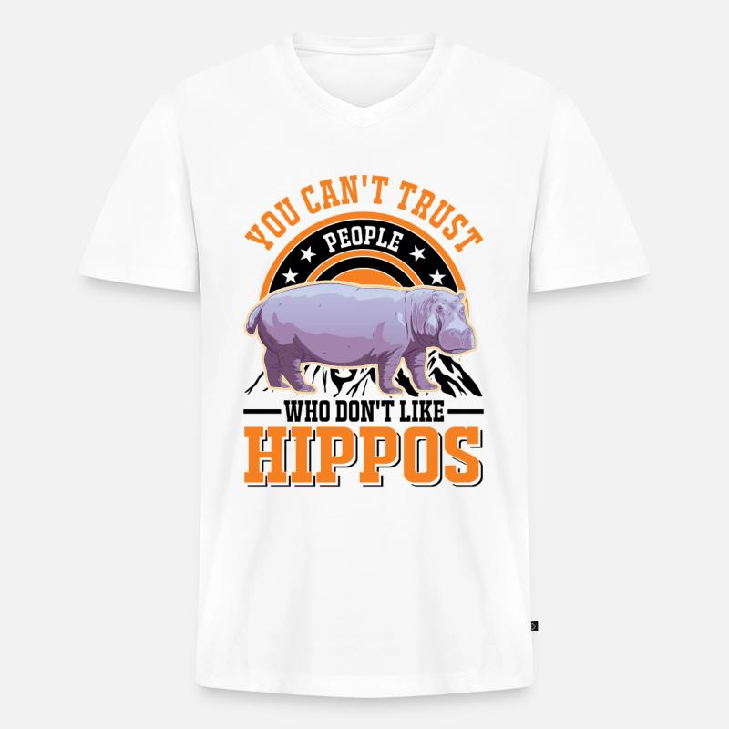 Nilpferd Liebhaber Hippo Flusspferd - Männer Premium Bio T-Shirt mit V-Ausschnitt - Weiß