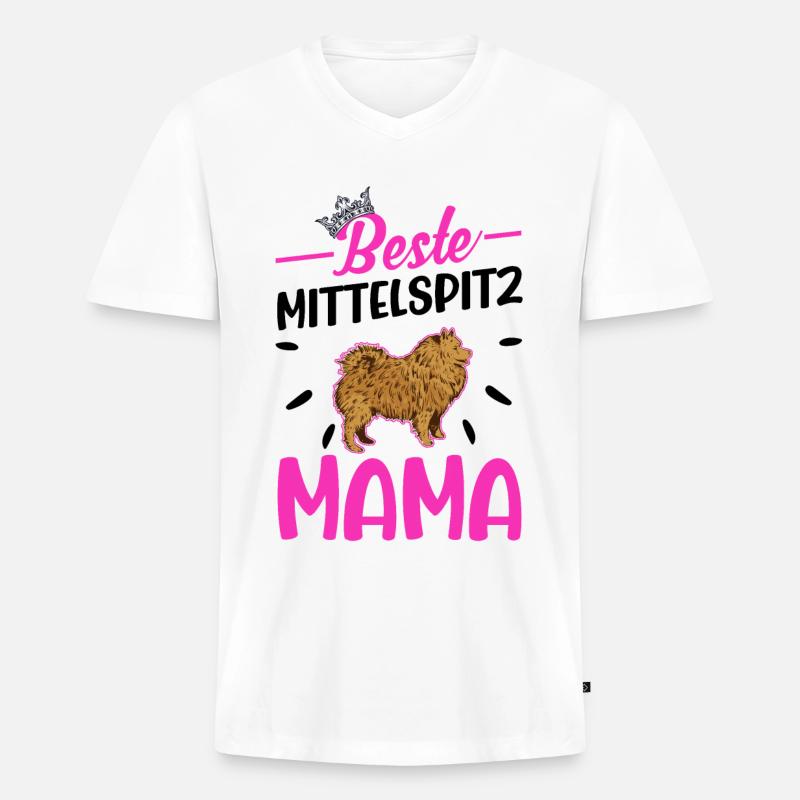 Beste Mittelspitz Mama - Männer Premium Bio T-Shirt mit V-Ausschnitt - Weiß