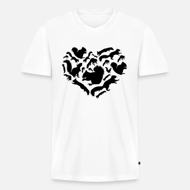 Eichhörnchen mit Eichhörnchen, süßes Eichhörnchen - Männer Premium Bio T-Shirt mit V-Ausschnitt - Weiß