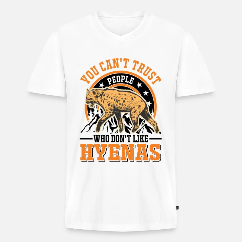 Hyäne Geschenk Erdwolf Hyena - Männer Premium Bio T-Shirt mit V-Ausschnitt - Weiß