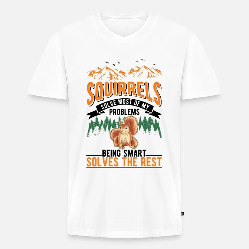 Eichhörnchen Geschenk Grauhörnchen Squirrel - Männer Premium Bio T-Shirt mit V-Ausschnitt - Weiß