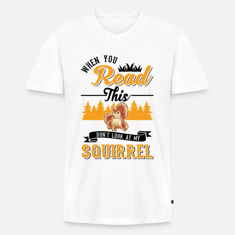 Eichhörnchen Geschenk Grauhörnchen Squirrel - Männer Premium Bio T-Shirt mit V-Ausschnitt - Weiß