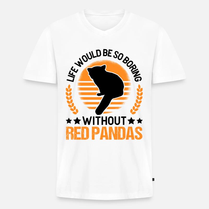 Roter Panda Geschenk Red Panda - Männer Premium Bio T-Shirt mit V-Ausschnitt - Weiß