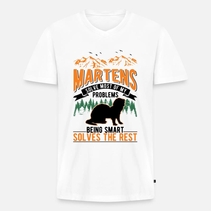 Marder Geschenk Nerz Dachs Baummarder - Männer Premium Bio T-Shirt mit V-Ausschnitt - Weiß