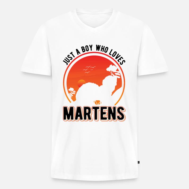 Marder Junge Nerz Dachs Baummarder - Männer Premium Bio T-Shirt mit V-Ausschnitt - Weiß