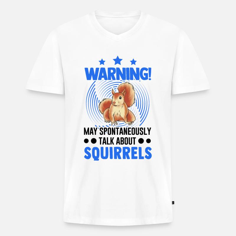 Warnung Eichhörnchen Grauhörnchen - Männer Premium Bio T-Shirt mit V-Ausschnitt - Weiß