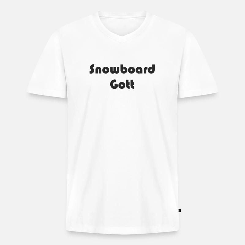 Snowboard - Snowboard Gott - Männer Premium Bio T-Shirt mit V-Ausschnitt - Weiß