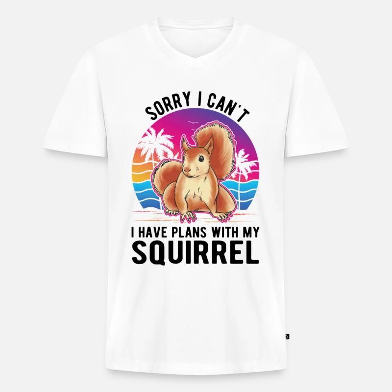 Eichhörnchen Geschenk Squirrel Grauhörnchen - Männer Premium Bio T-Shirt mit V-Ausschnitt - Weiß
