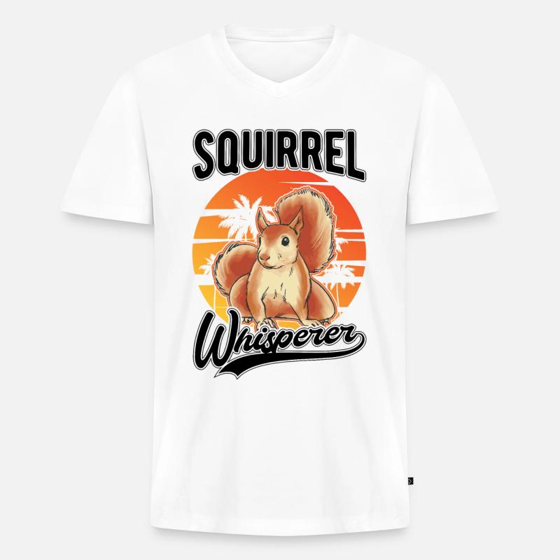 Eichhörnchen Flüsterer Squirrel Whisperer - Männer Premium Bio T-Shirt mit V-Ausschnitt - Weiß