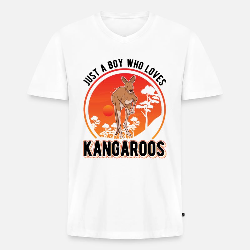Australisches Känguru Junge Kangaroo - Männer Premium Bio T-Shirt mit V-Ausschnitt - Weiß