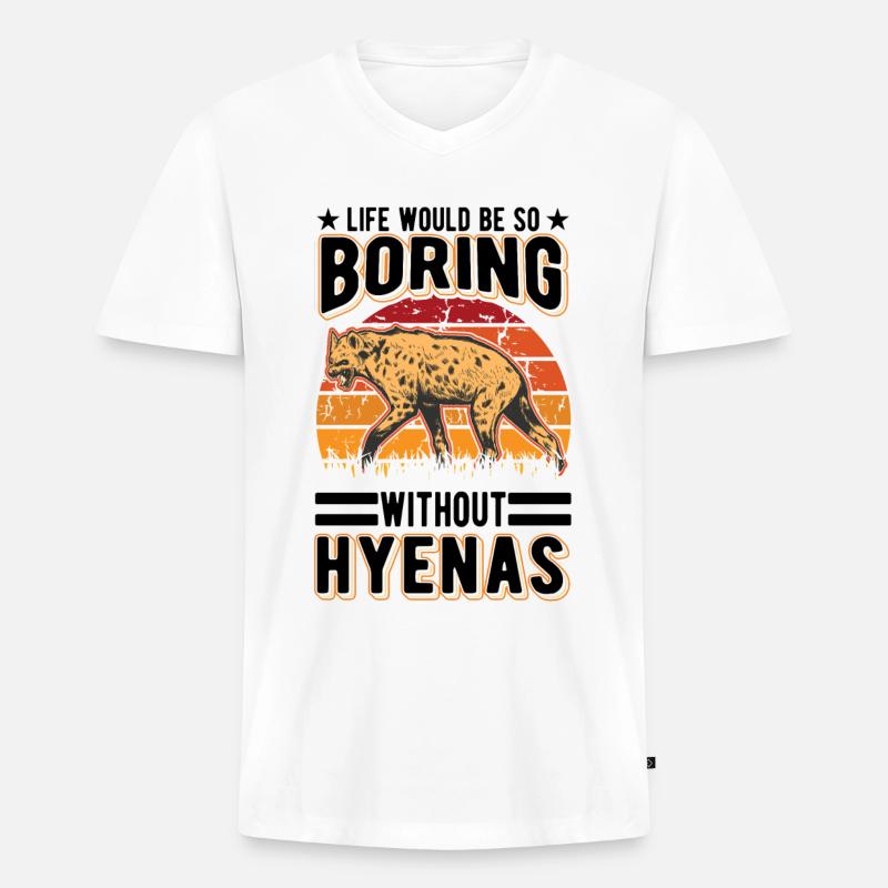 Hyäne Geschenk Erdwolf Hyena - Männer Premium Bio T-Shirt mit V-Ausschnitt - Weiß