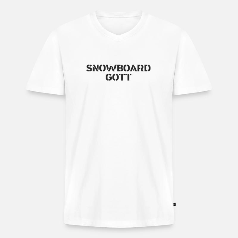 Snowboard - Snowboard Gott - Männer Premium Bio T-Shirt mit V-Ausschnitt - Weiß