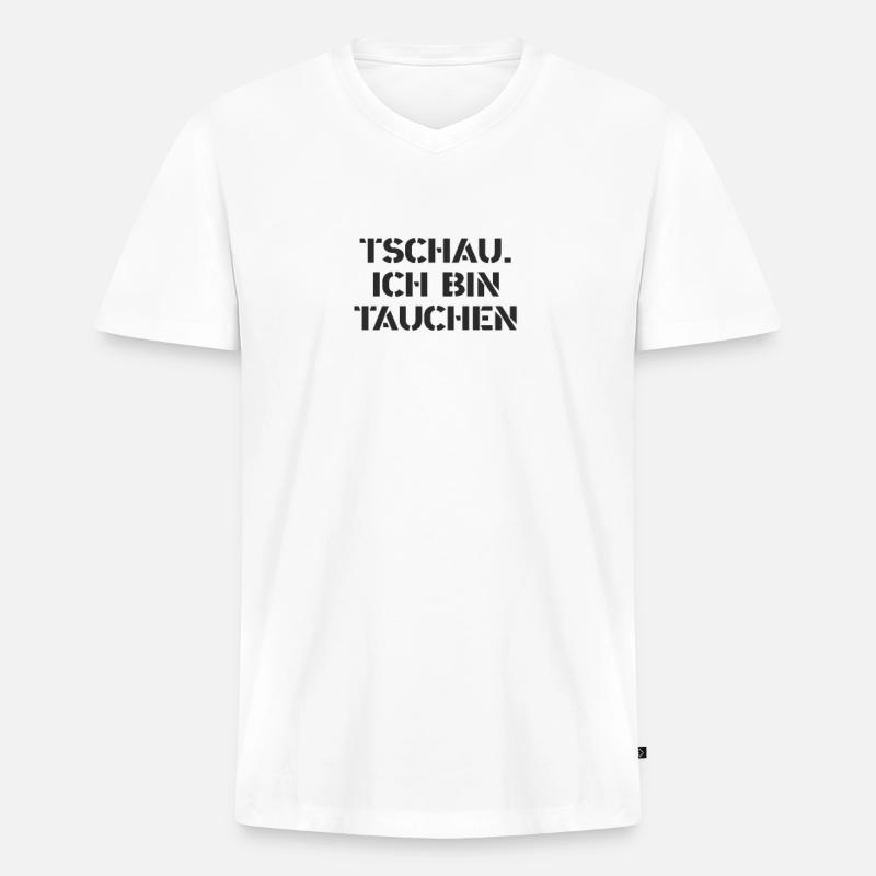 Tauchen - Tschau ich bin tauchen - Männer Premium Bio T-Shirt mit V-Ausschnitt - Weiß