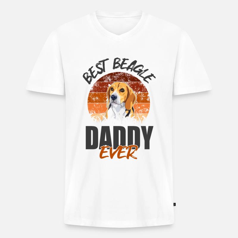 Bester Beagle-Daddy aller Zeiten - Männer Premium Bio T-Shirt mit V-Ausschnitt - Weiß