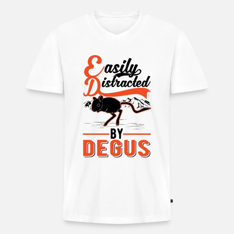 Easily distracted by Degus - Männer Premium Bio T-Shirt mit V-Ausschnitt - Weiß